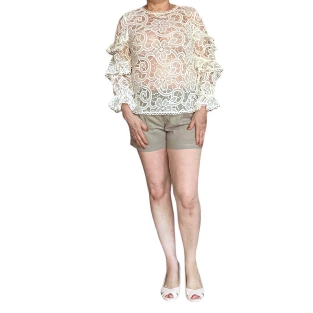 Lace Ruffle Sleeve Top - Picture 2 of 8